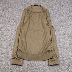 John Smedley Design Khaki Light Cotton Sweater 100% Merino Wool Size Large L